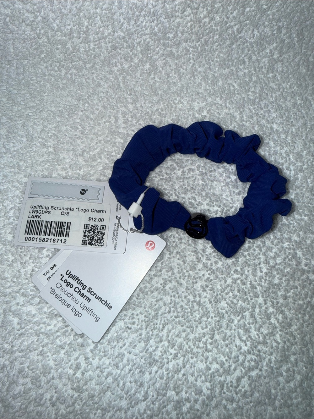NWT Lululemon Uplifting Scrunchie with Logo Charm-Larkspur